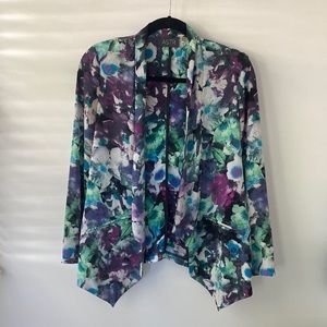 ASTR Printed Blazer Floral Open Front Draped
